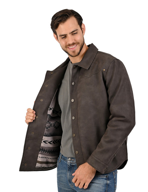 Wrangler Chamarra casual para Hombre en Piel Sintética color Café Oscuro.